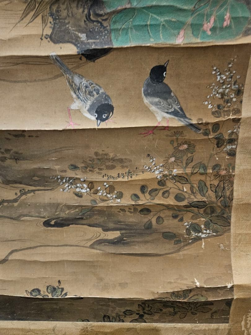 花鳥図　 清代 中国画　絹本　無落款