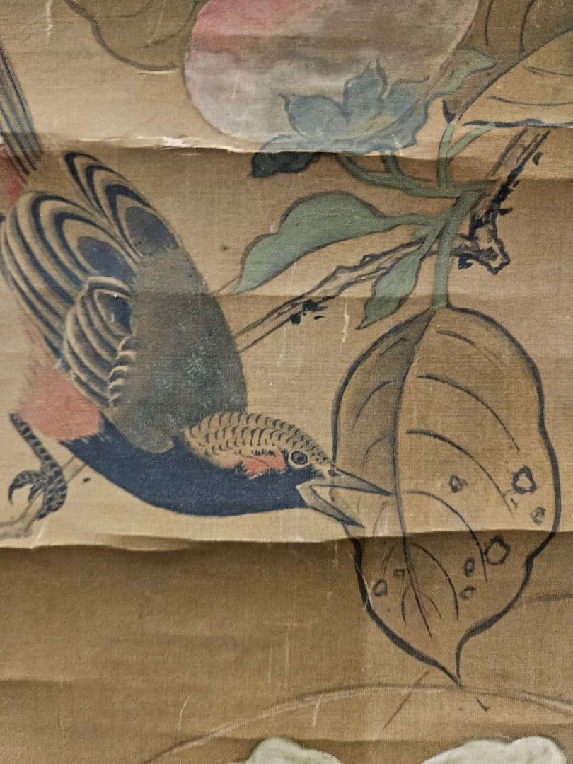 花鳥図　 清代 中国画　絹本　無落款