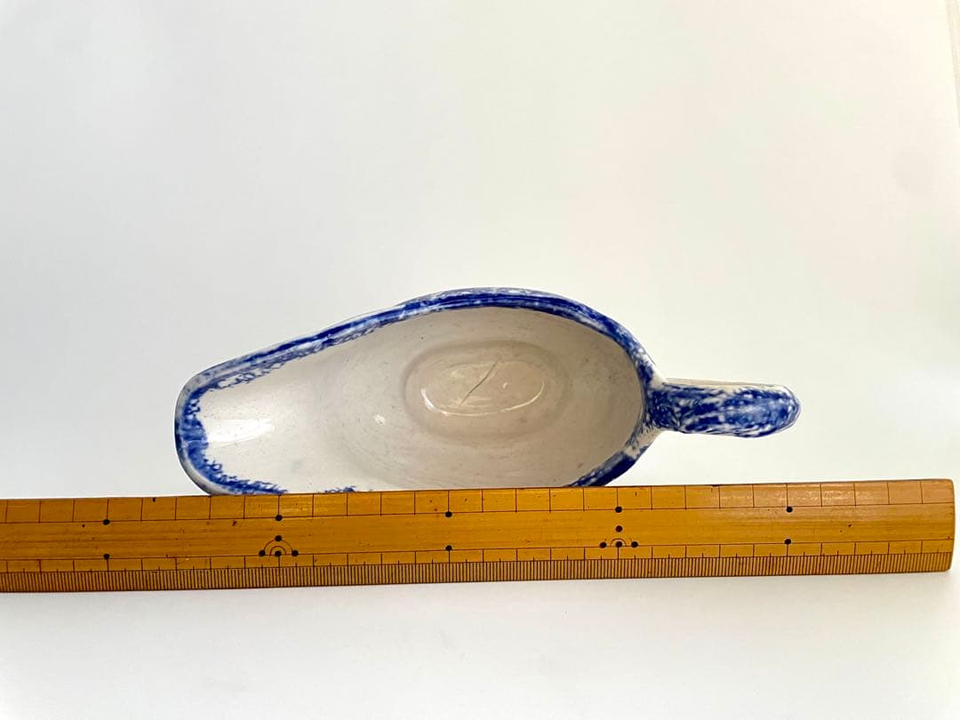 イギリス アンティーク 陶器製 青白のクリーマー