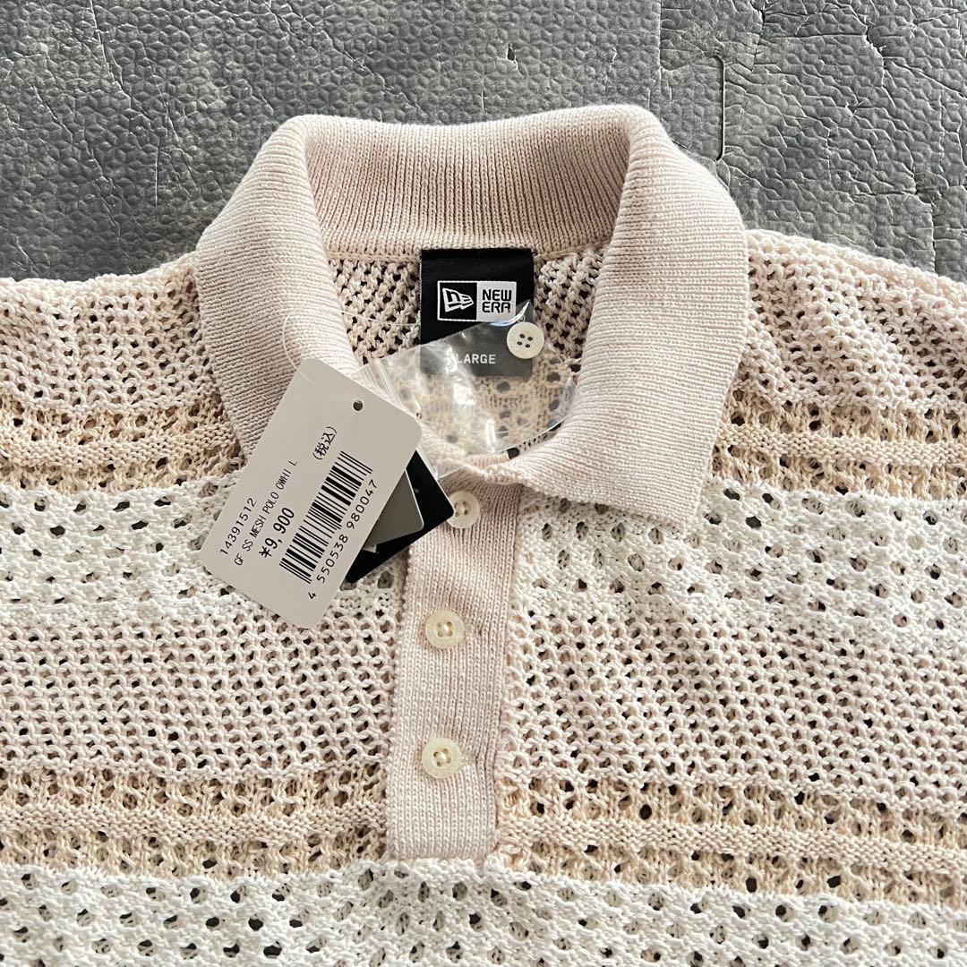 新品 new era半袖 サマーニット メッシュ ポロシャツ ホワイト ゴルフ