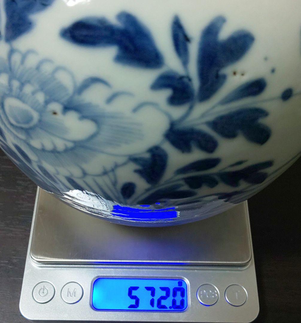 中国美術 清時代 白磁染付花蝶文様 陶磁器茶壷