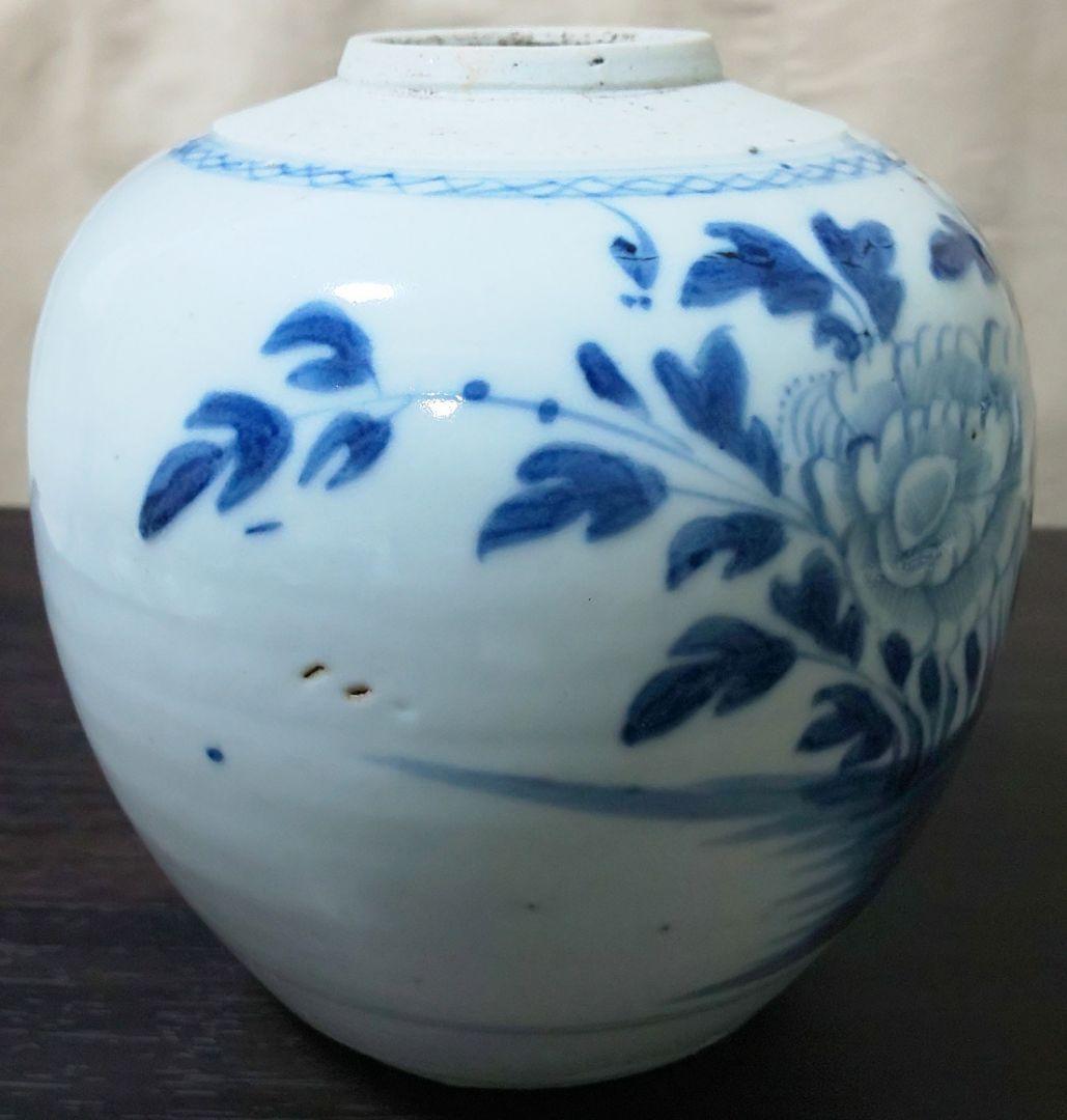 中国美術 清時代 白磁染付花蝶文様 陶磁器茶壷