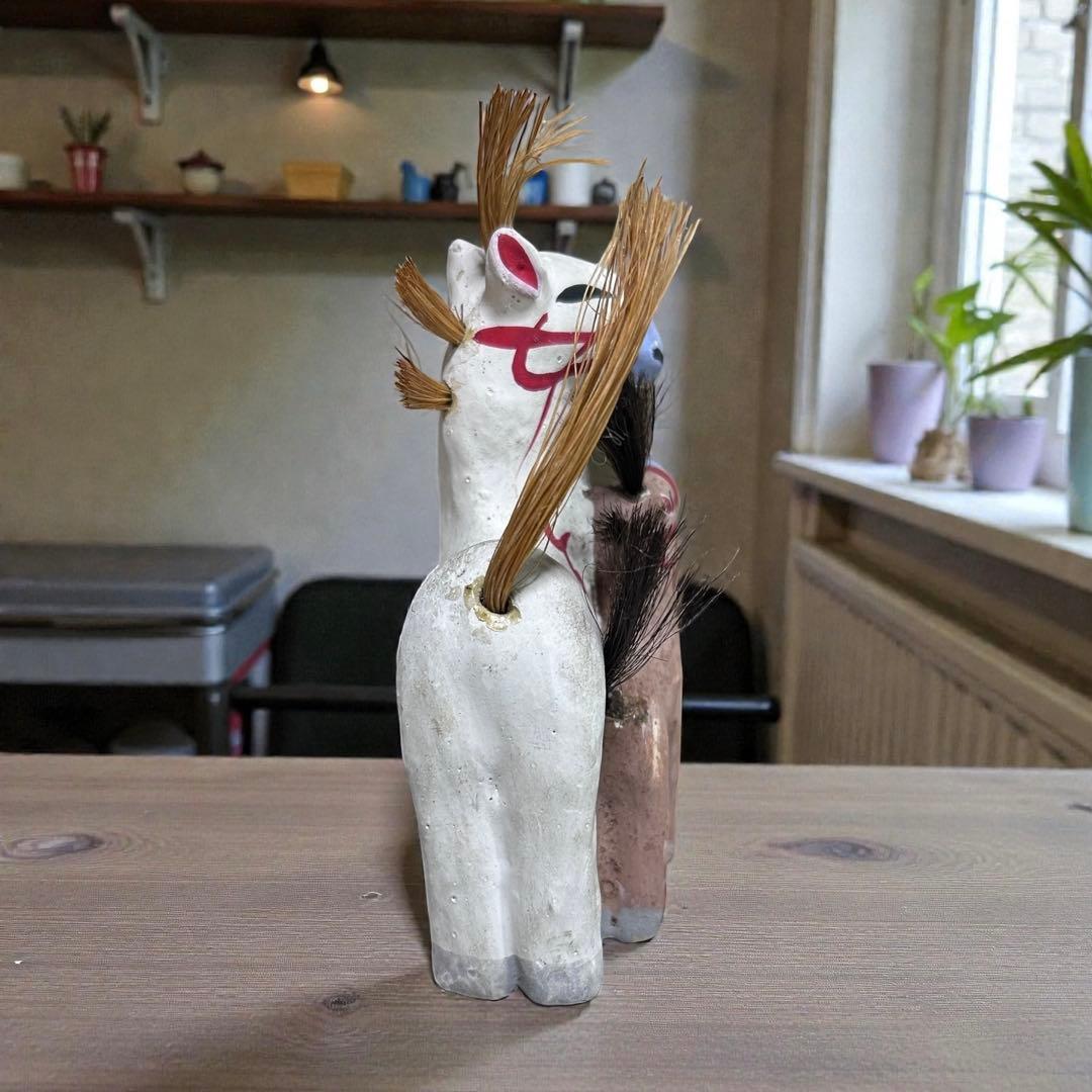 古玩 青森県郷土玩具　親子馬　手びねり土人形　午年干支飾り　民藝　廃絶品