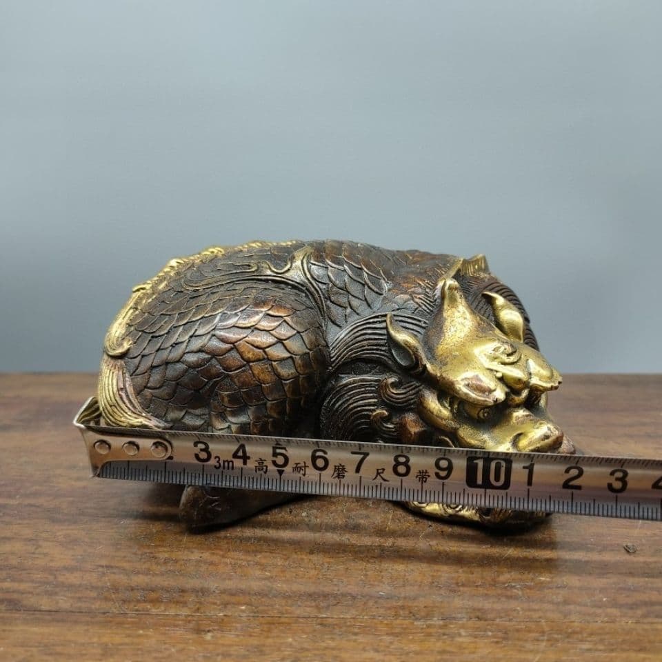 銅器 ヘチ 麒麟 文鎮 文房具 書房 酒簞笥 装飾品 工芸品 置物