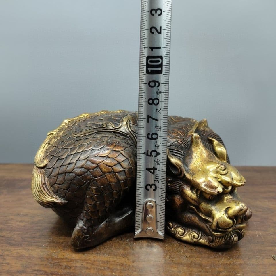 銅器 ヘチ 麒麟 文鎮 文房具 書房 酒簞笥 装飾品 工芸品 置物