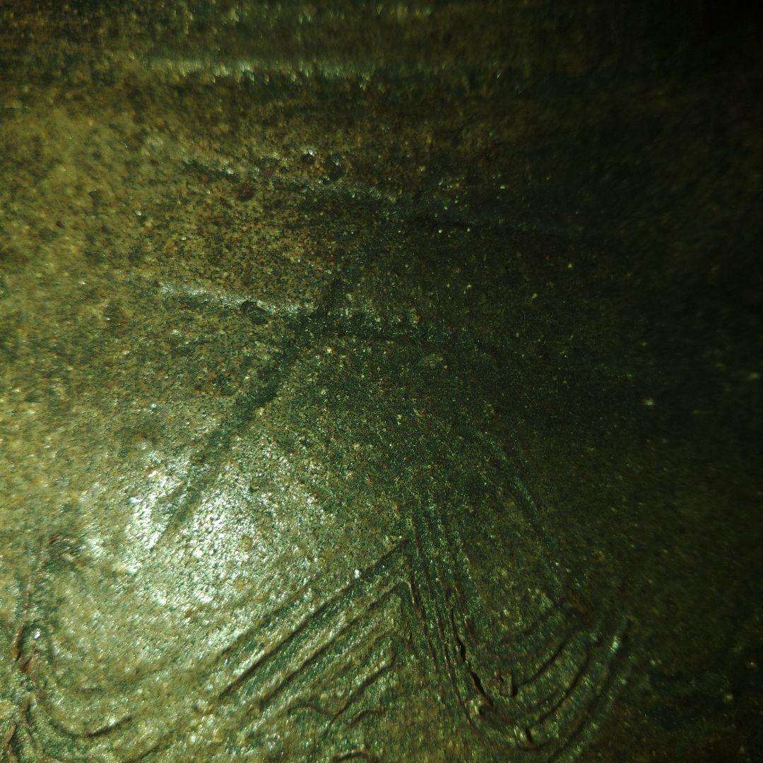 桃山美術　備前　櫛描波状文茶壺　刻書「キ」窯印　骨董品