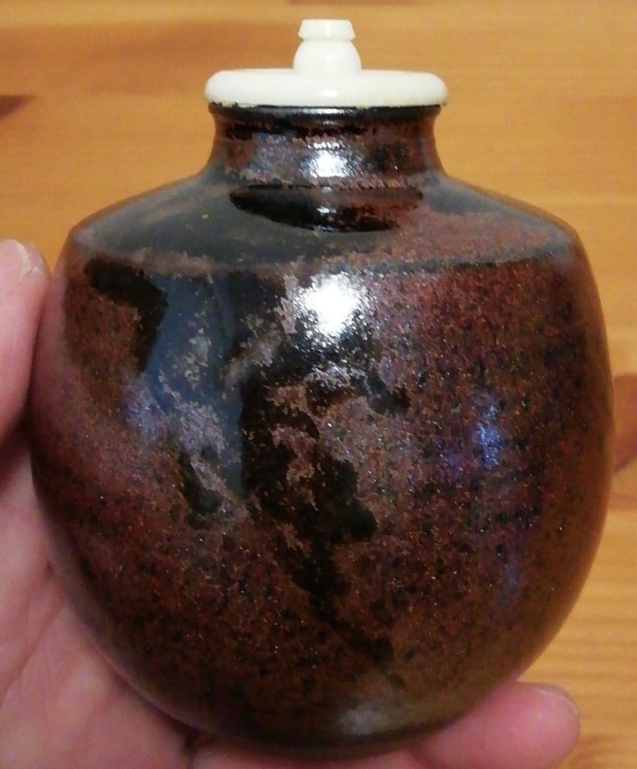 笹田有祥作　本能寺　文琳　大名物　茶入　共箱　仕服付　略歴付　茶道具