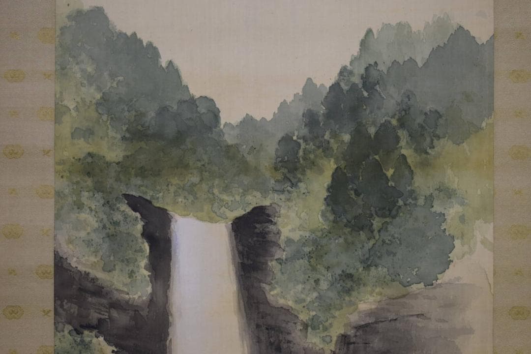 真作/須磨対水/須磨對水/那智の瀧/瀑布図/桐共箱付/布袋屋掛軸HH-554