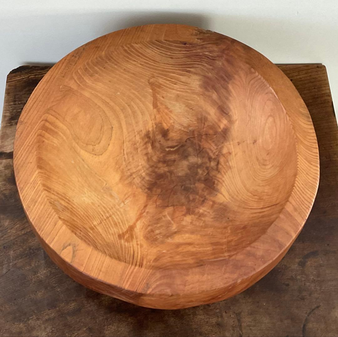 欅　無垢材　くりぬき　木鉢　こね鉢　木彫　古道具　径約47cm　約14.3kg