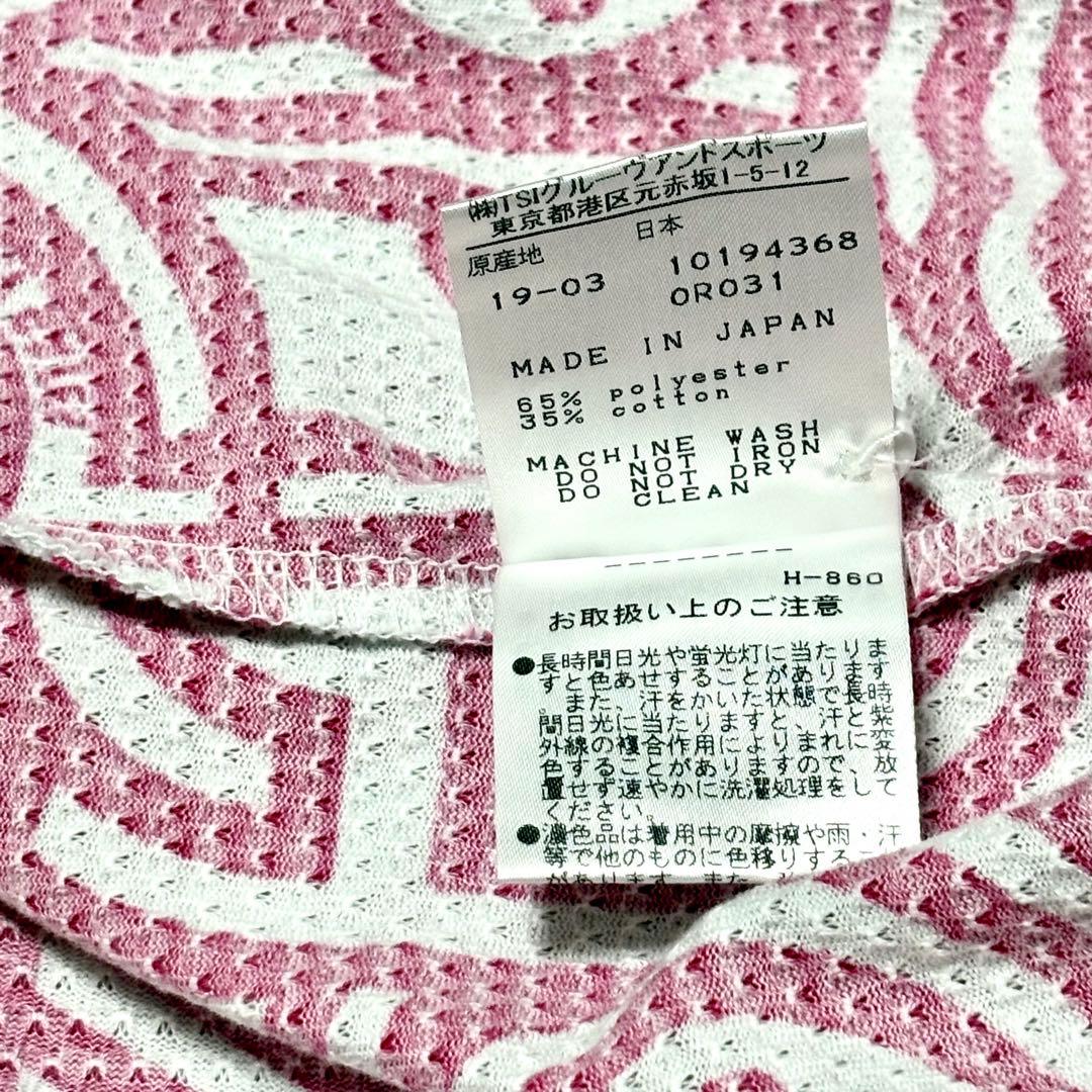 【極美品】パーリーゲイツ　ノースリーブポロシャツ　総柄　ピンク　ホワイト　ゴルフ