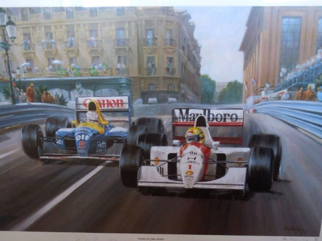 アイルトンセナ直筆サイン入りリトグラフ　FIGHT TO THE FINISH