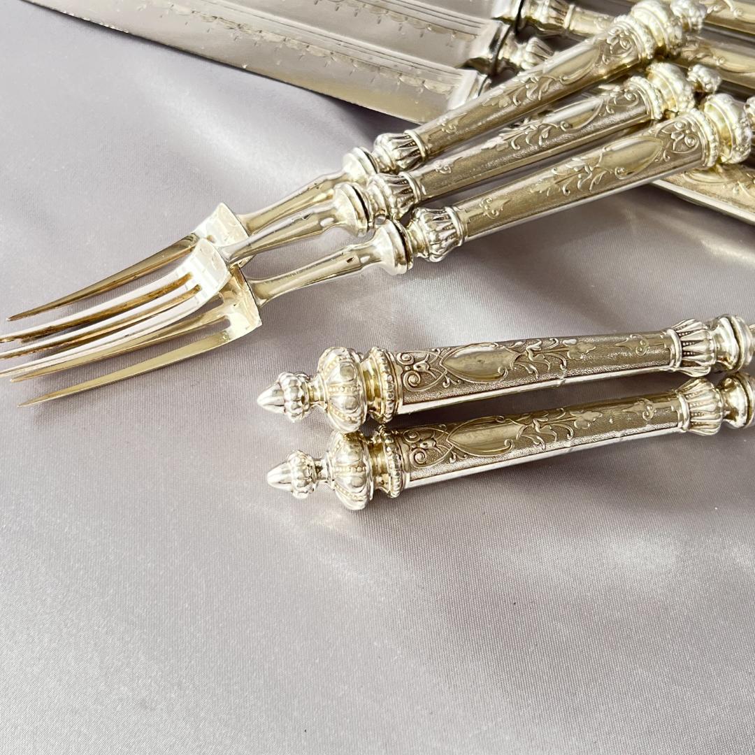 【英国】 デザート/フルーツセット ナイフ/フォーク 12本トレー