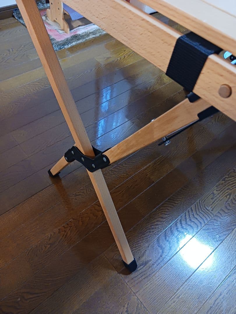 【美品】Hilander ウッドロールトップテーブル 90×70×60cm