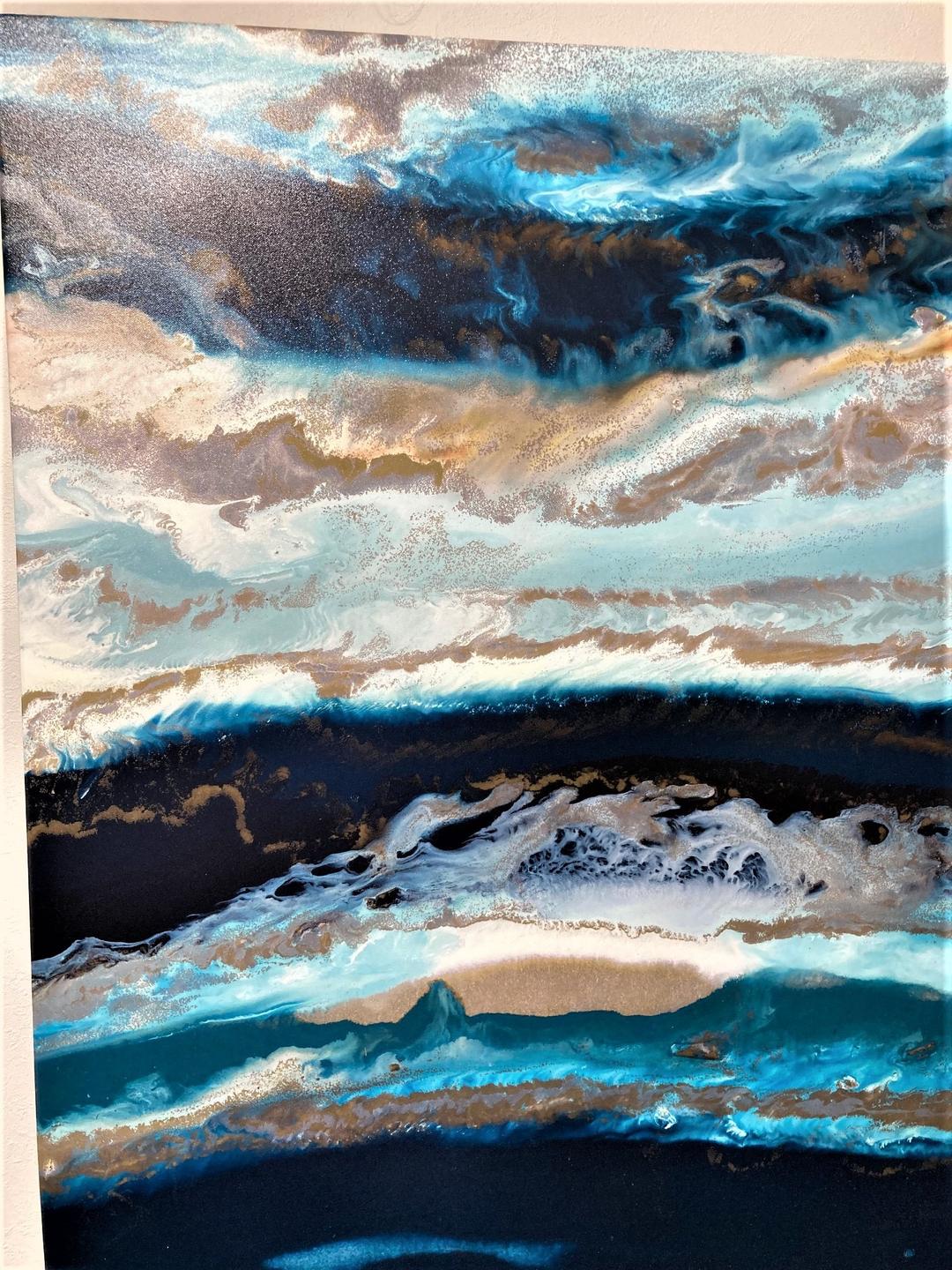 訳アリ／キャンバスアートミッドナイトタイドブルージェルコート／4217834