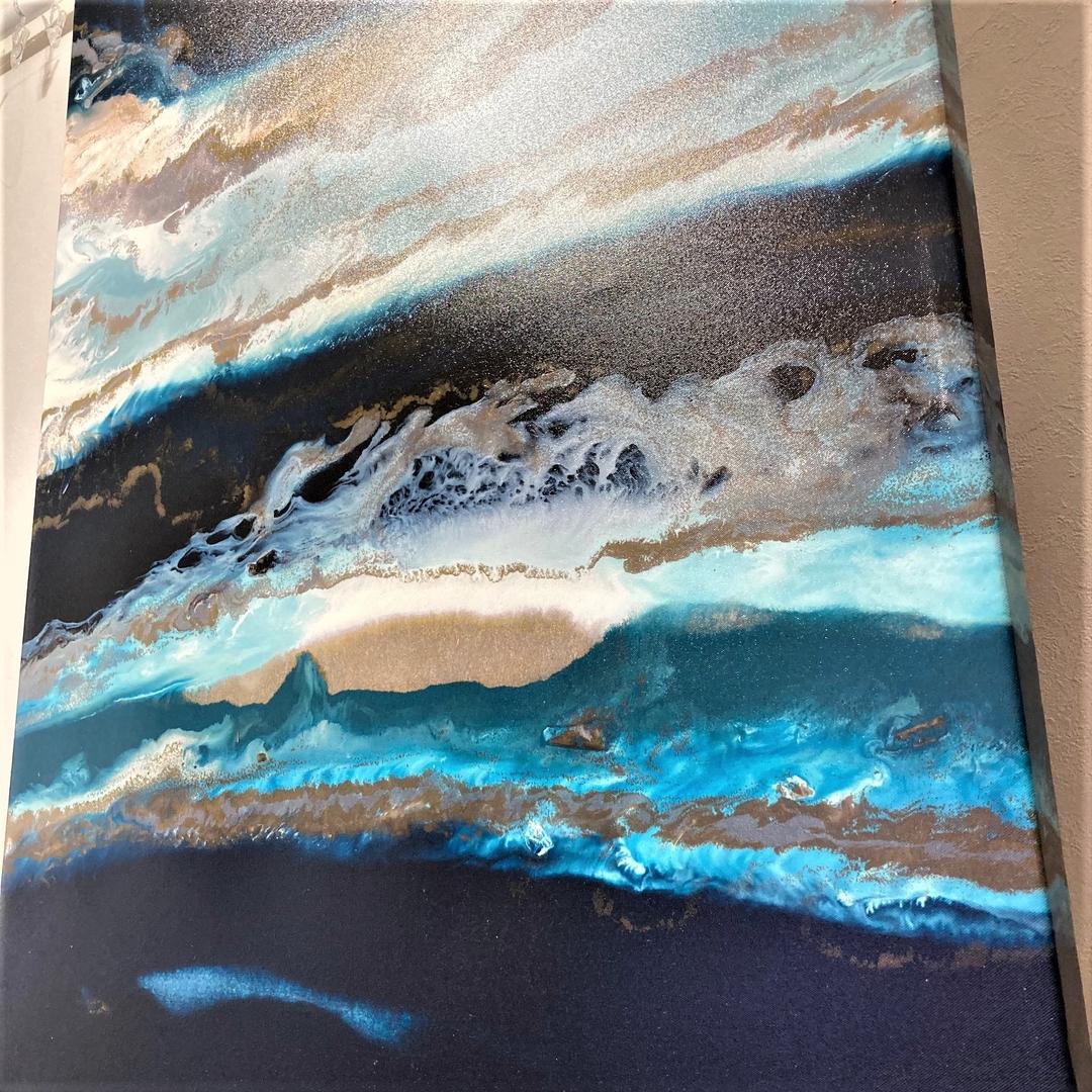 訳アリ／キャンバスアートミッドナイトタイドブルージェルコート／4217834