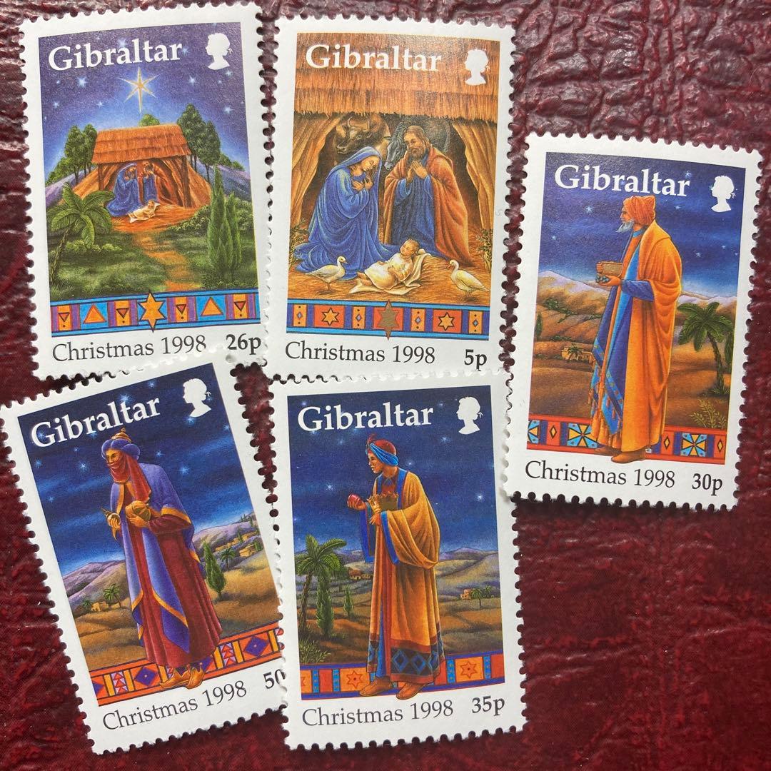25652セールプライス外国切手未使用　ジブラルタル発行xマス5種揃