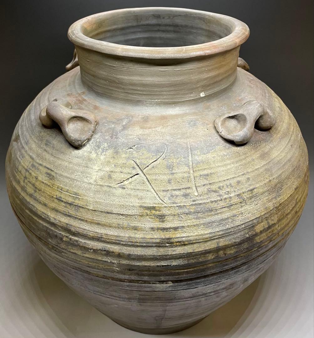 古備前　桃山時代　四耳壺　葉茶壺　大壺　特大　41cm f6441