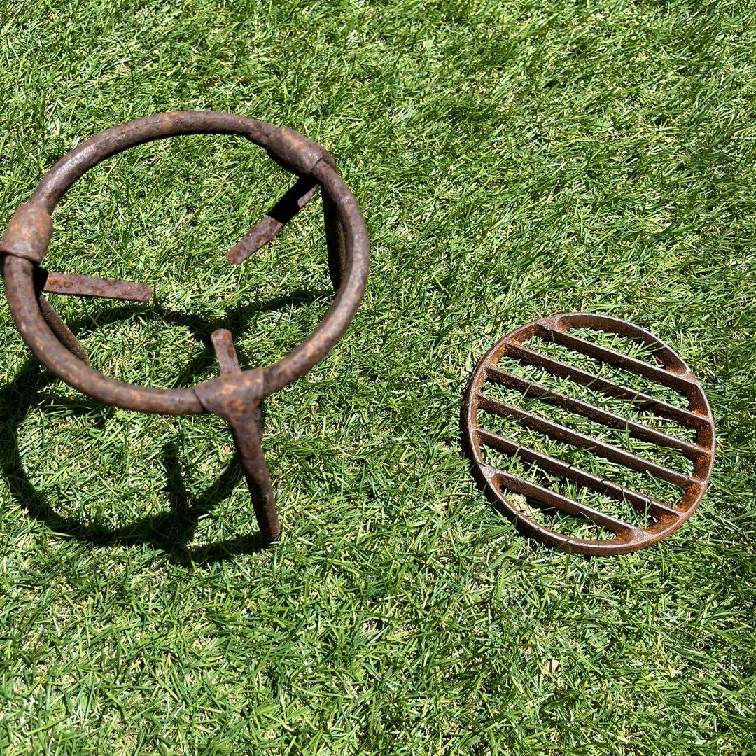 囲炉裏枠改良焚き火テーブル　五徳　火箸セット