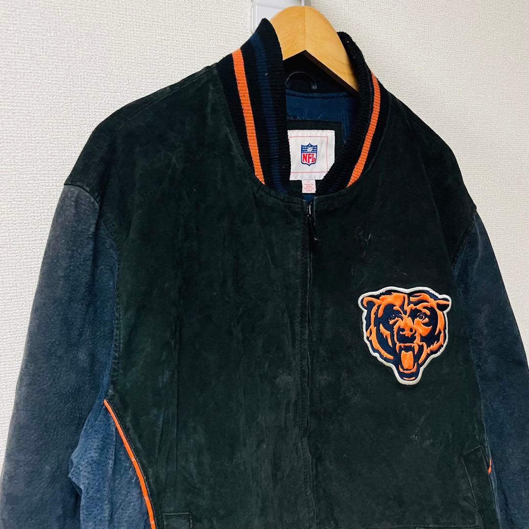 NFL シカゴブベアーズ　フットボール　ブラックレザー　ジャケット　メンズ　M