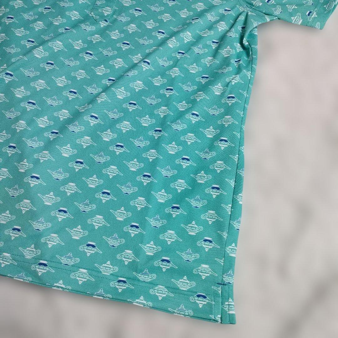 AND PER SE アンパスィ 半袖ポロシャツ ボタンダウン 総柄 グリーン系