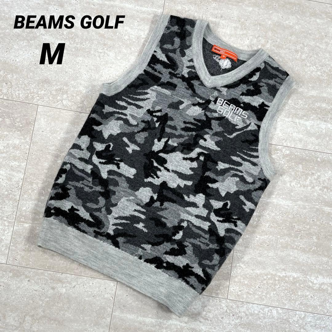ビームスゴルフ BEAMS GOLF ベスト カモフラ柄 ロゴ刺繍 レディースM