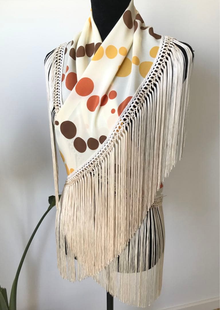 フラメンコ マントンシージョ オフホワイトランダム水玉xオクリームフレコ