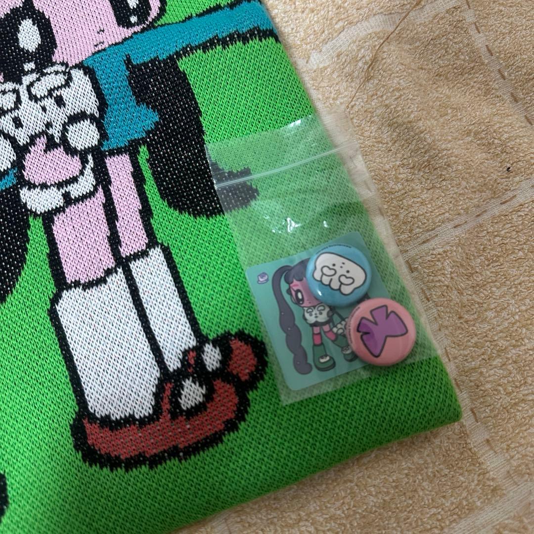 モニョチタポミチ　ぎょうざちゃん　編み物　堀ノ内　ニットバッグ　緑