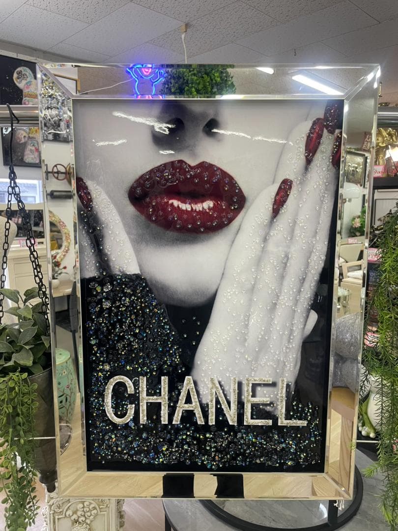 水晶絵　アートパネル　オマージュアート　ブランド　ミラー　クリスタル　絵画　絵