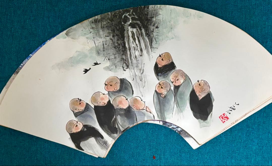 中国漢詩書道掛け軸と扇面画10枚（108体お地蔵さん）