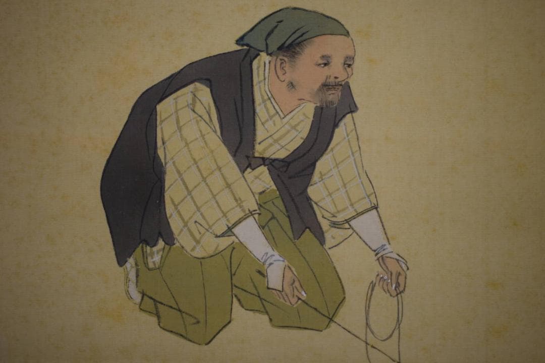 真作/渡辺公観/猿/猿回し/人物図/干支/布袋屋掛軸HJ-767