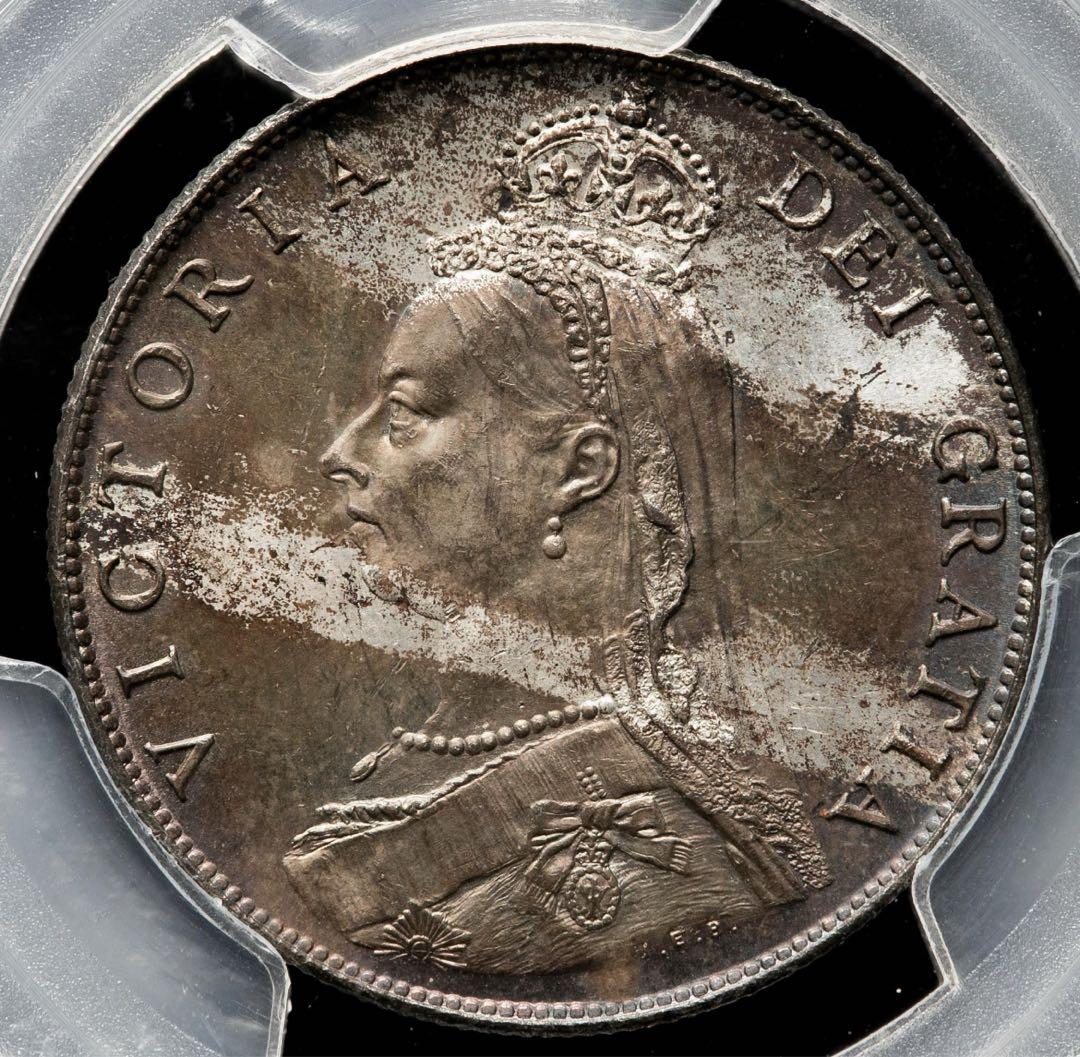 『PCGS MS64』イギリスヴィクトリア女王フローリン銀貨(1887年)