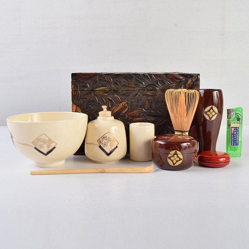 茶道具　讃岐彫　佳石作　茶箱　栄山作　茶碗など　九点一式　共箱　G　R9148B