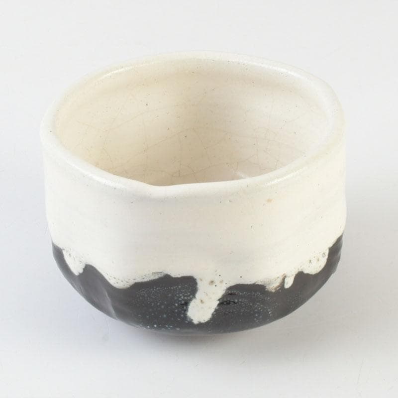 茶道具　京焼　丹羽好一作　白流茶碗　共布共箱　V　9803