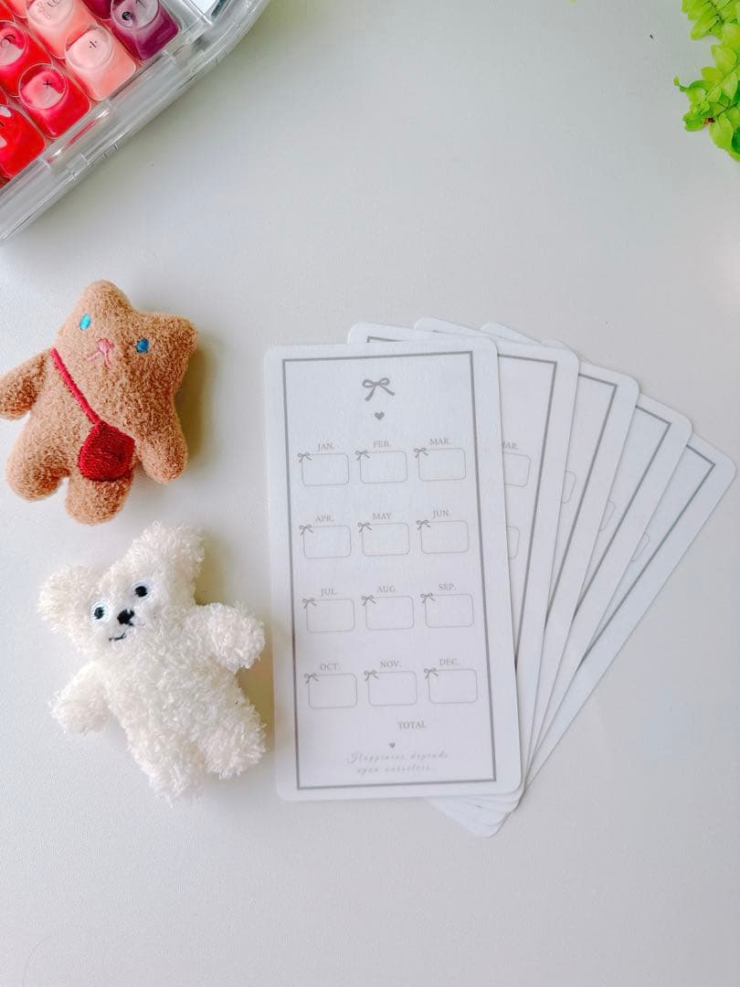 A6リフィル グレーリボン month checksheet 5枚1400円