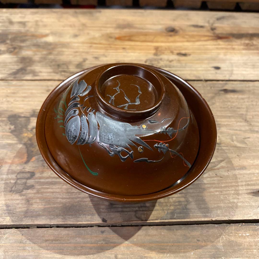 江戸時代 漆器 海老 絵柄 骨董品 アンティーク 食卓装飾 伝統工芸