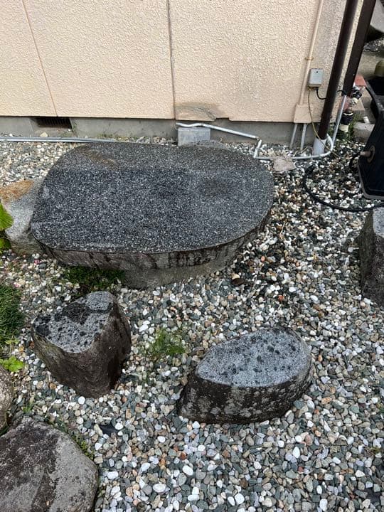 【引き取り限定】天然石　テーブル　イス　和風　日本庭園　庭石　ガーデニング