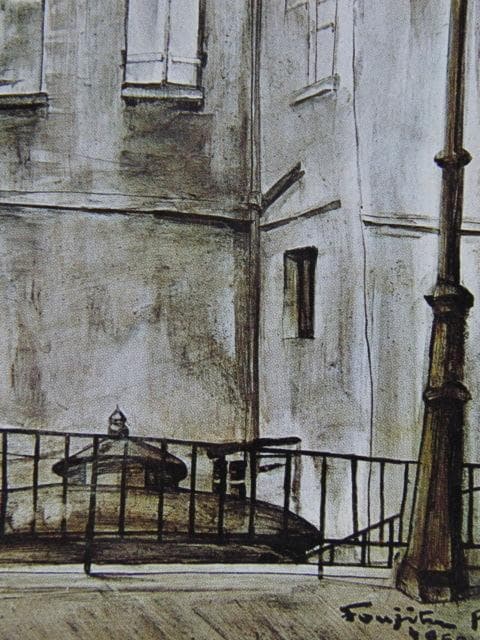 藤田嗣治、「Quai aux fleurs」、希少画集の額装画、人気作品