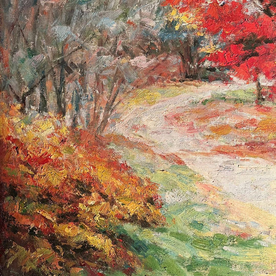 手書き油絵 山道（大）絵画 インテリア