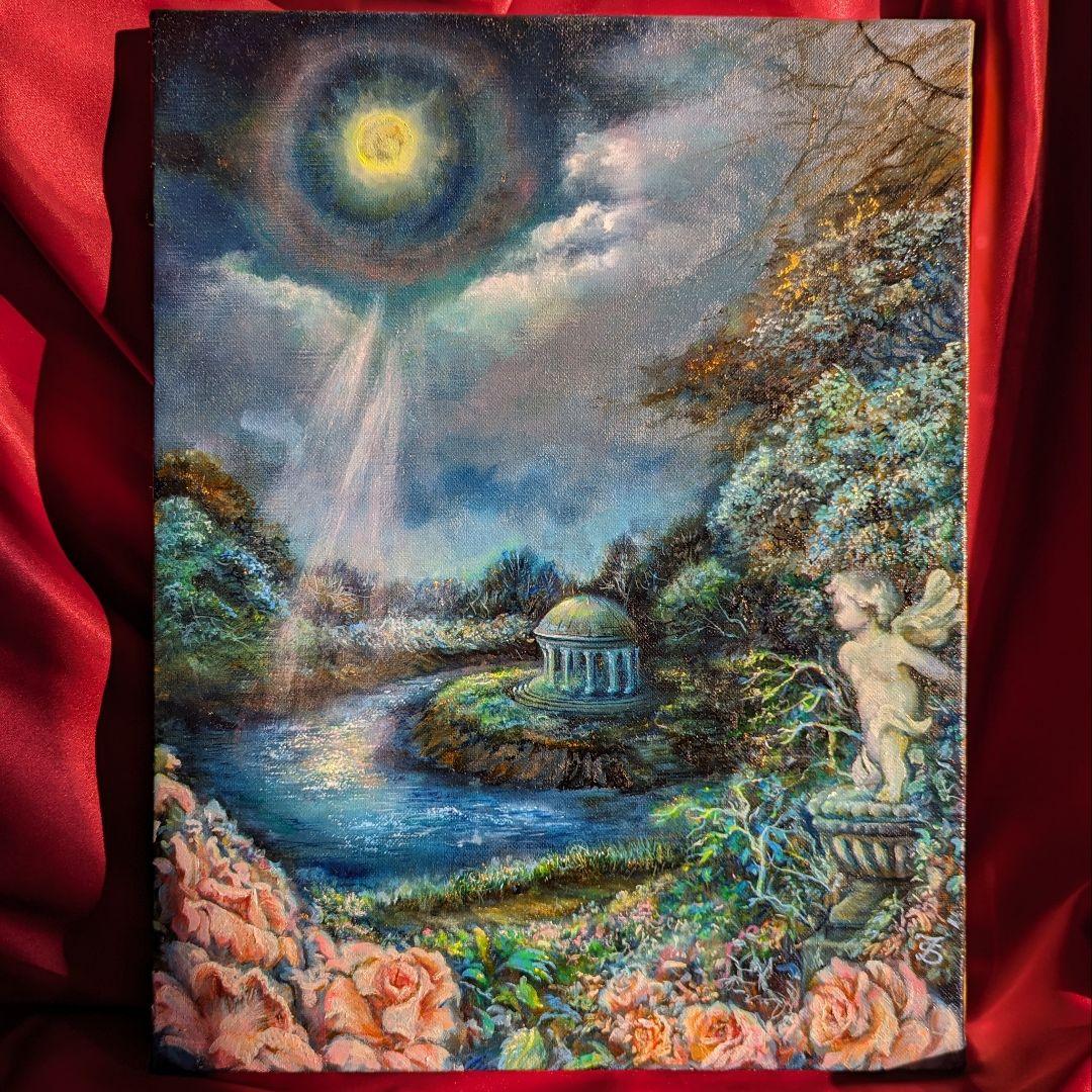 風景画　painterTMK　天使　バラ　画家本人出品　ロココ絵画　ロココ風景画