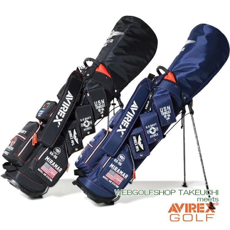 新品 AVIREX アヴィレックスゴルフ スタンド キャディバッグ ネイビー