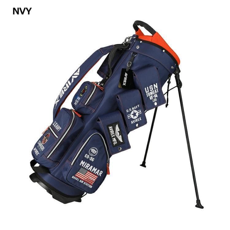 新品 AVIREX アヴィレックスゴルフ スタンド キャディバッグ ネイビー