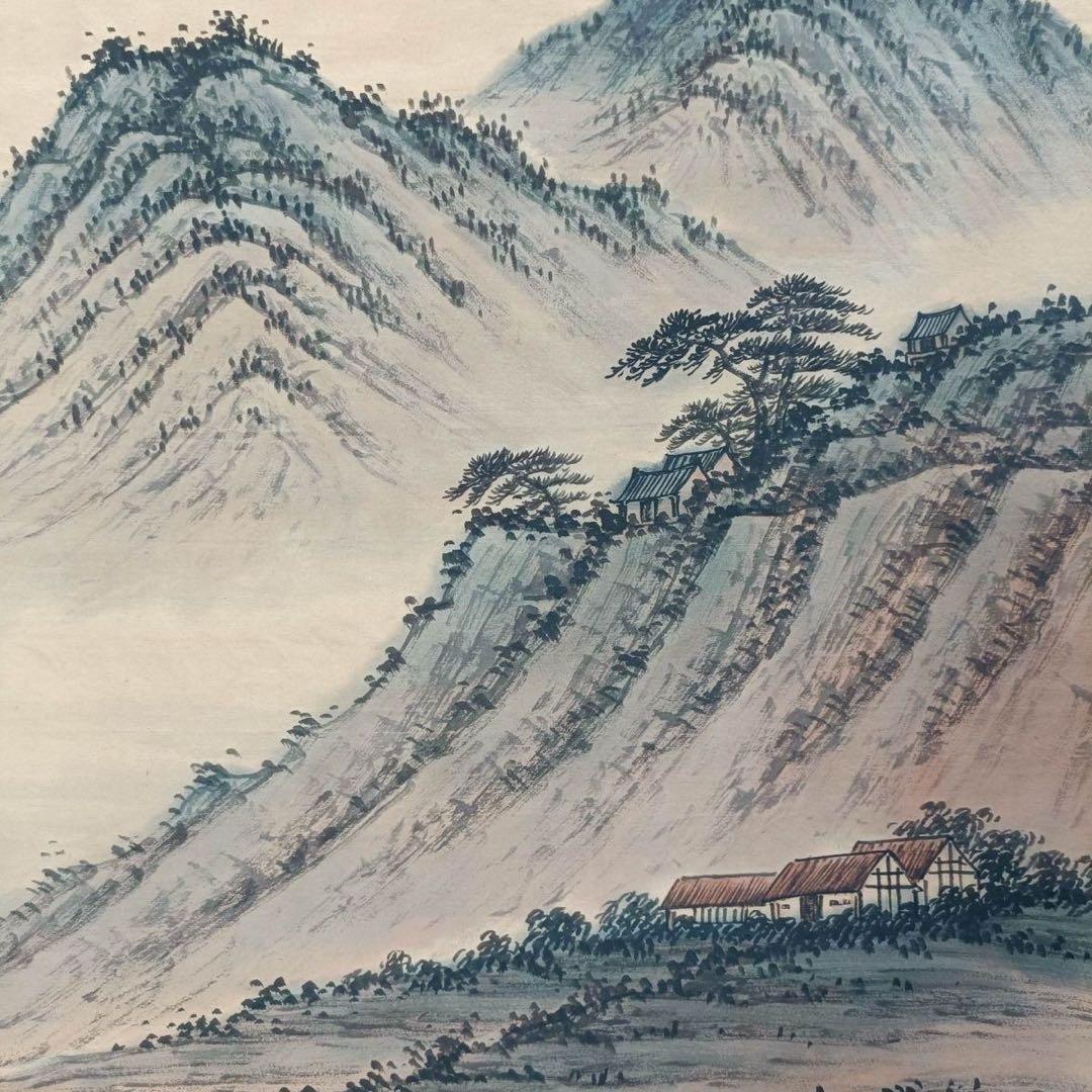 傅抱石 関山行旅図 三尺中堂掛け軸　中国山水画　宣紙　書画工芸