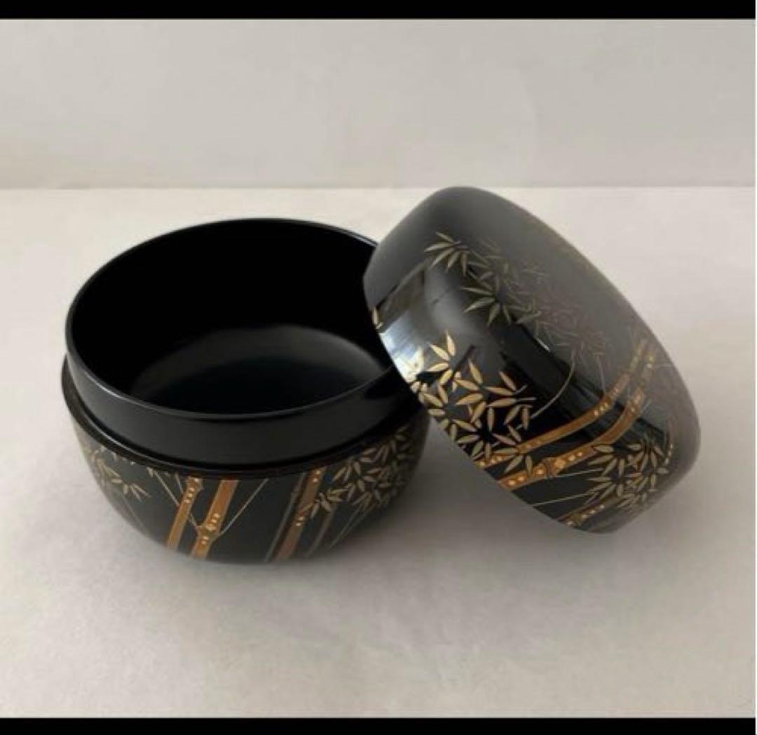 輪島塗一后一兆 (人間国宝)作棗　竹蒔絵 茶道具共箱/絹布・木箱あり