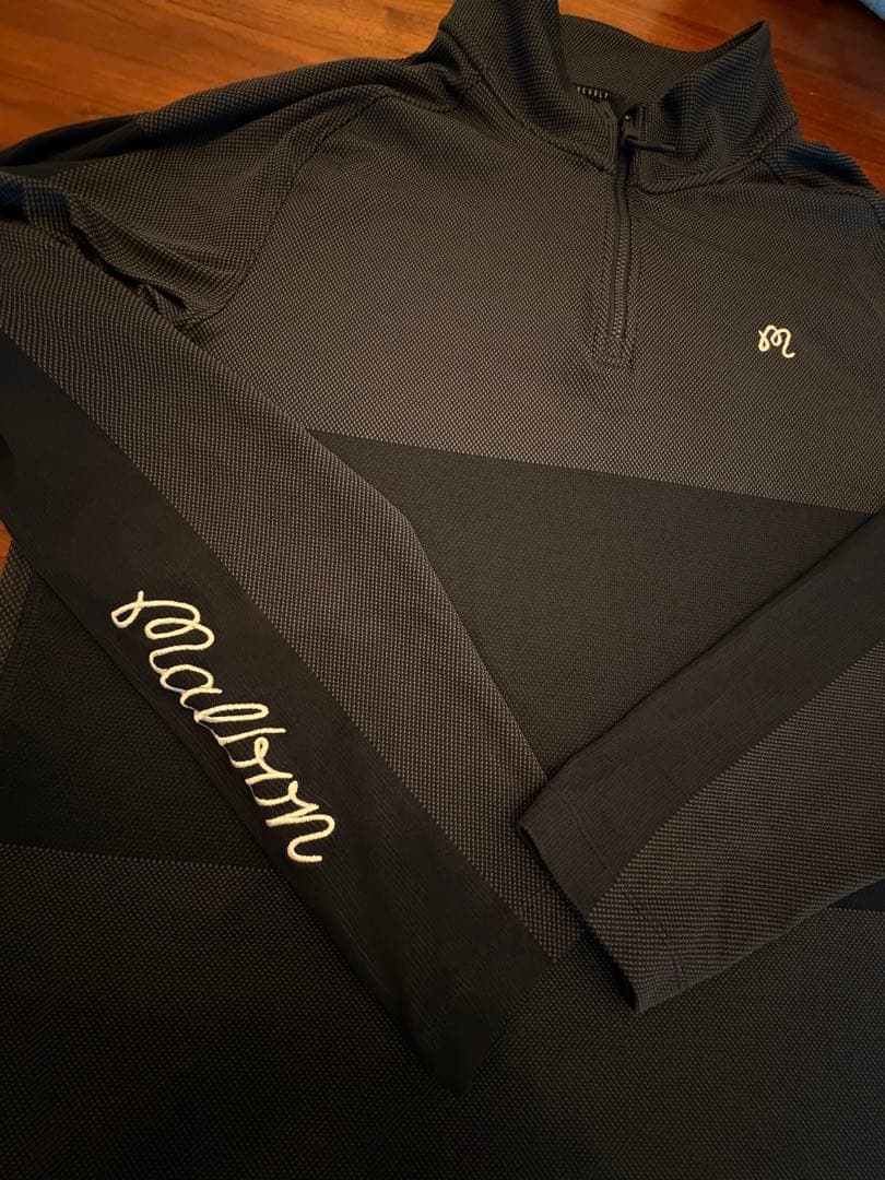 MALBON NIKE コラボダークブルー ハーフジップ 長袖シャツ