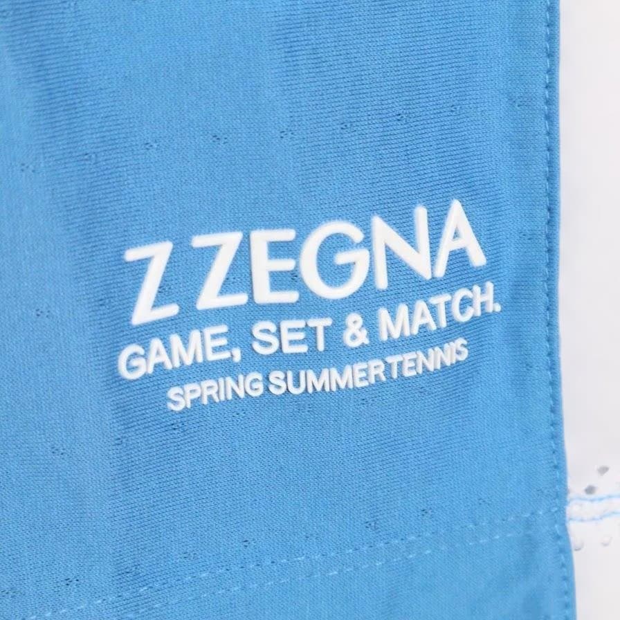 【新品】Z ZEGNA ゼニア ポロシャツ XXL　ブルー メッシュ切替　テニス