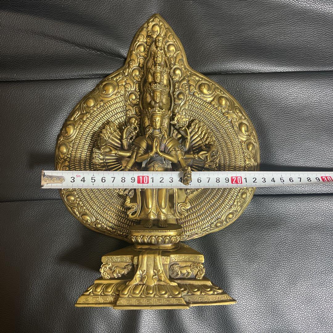 千手千眼観音菩薩 鍍金銅大仏像 チベット仏　仏教美術