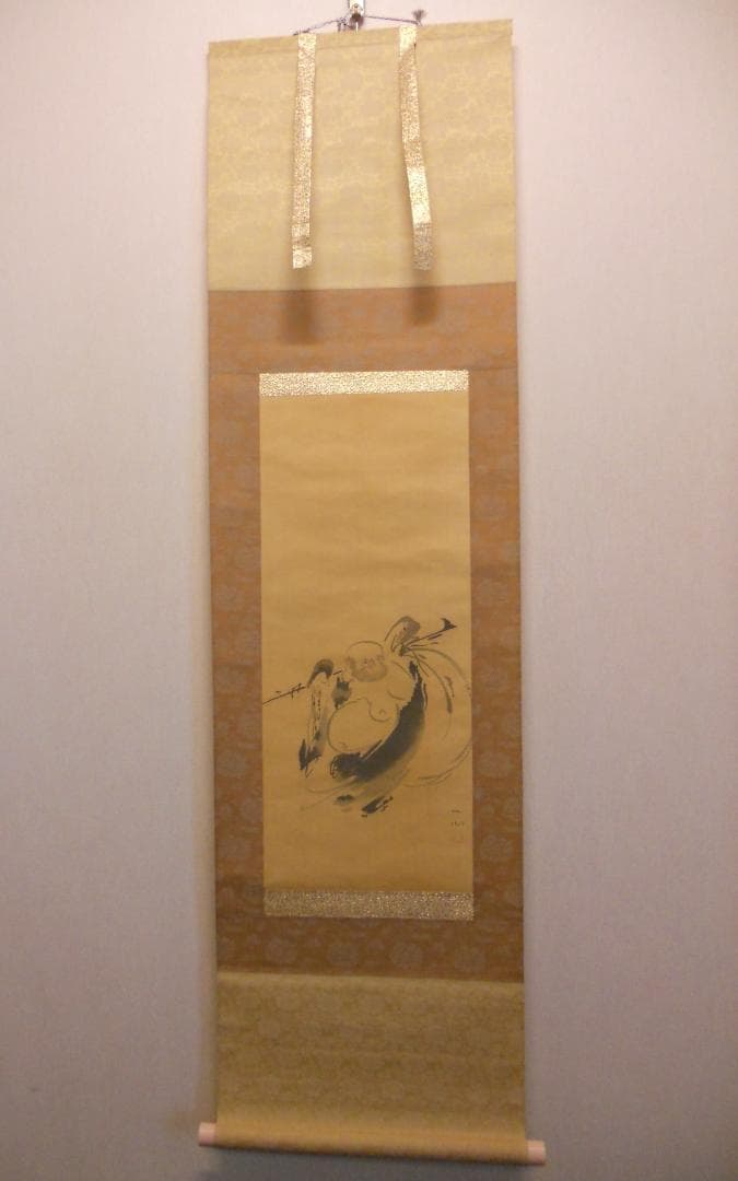 掛け軸 一心 作　布袋様　紙本 希少 軸装 茶道具 掛軸 美品 です。