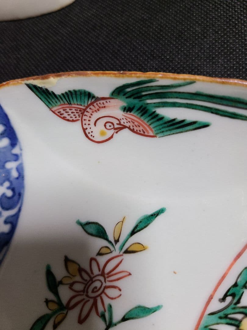 九谷焼初代須田菁華古九谷色絵菱形皿5枚