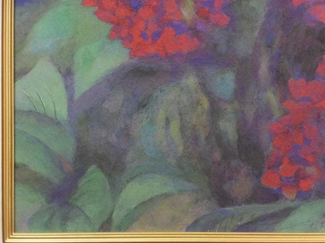 芸術院会員　浦田正夫　落款印譜 共シール『紫陽花』日本画 岩絵具彩色 1025E