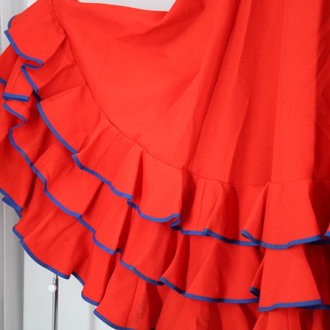 【日本製 フラメンコ衣装】レッド×豪華ボランテ naja ワンピース ドレス